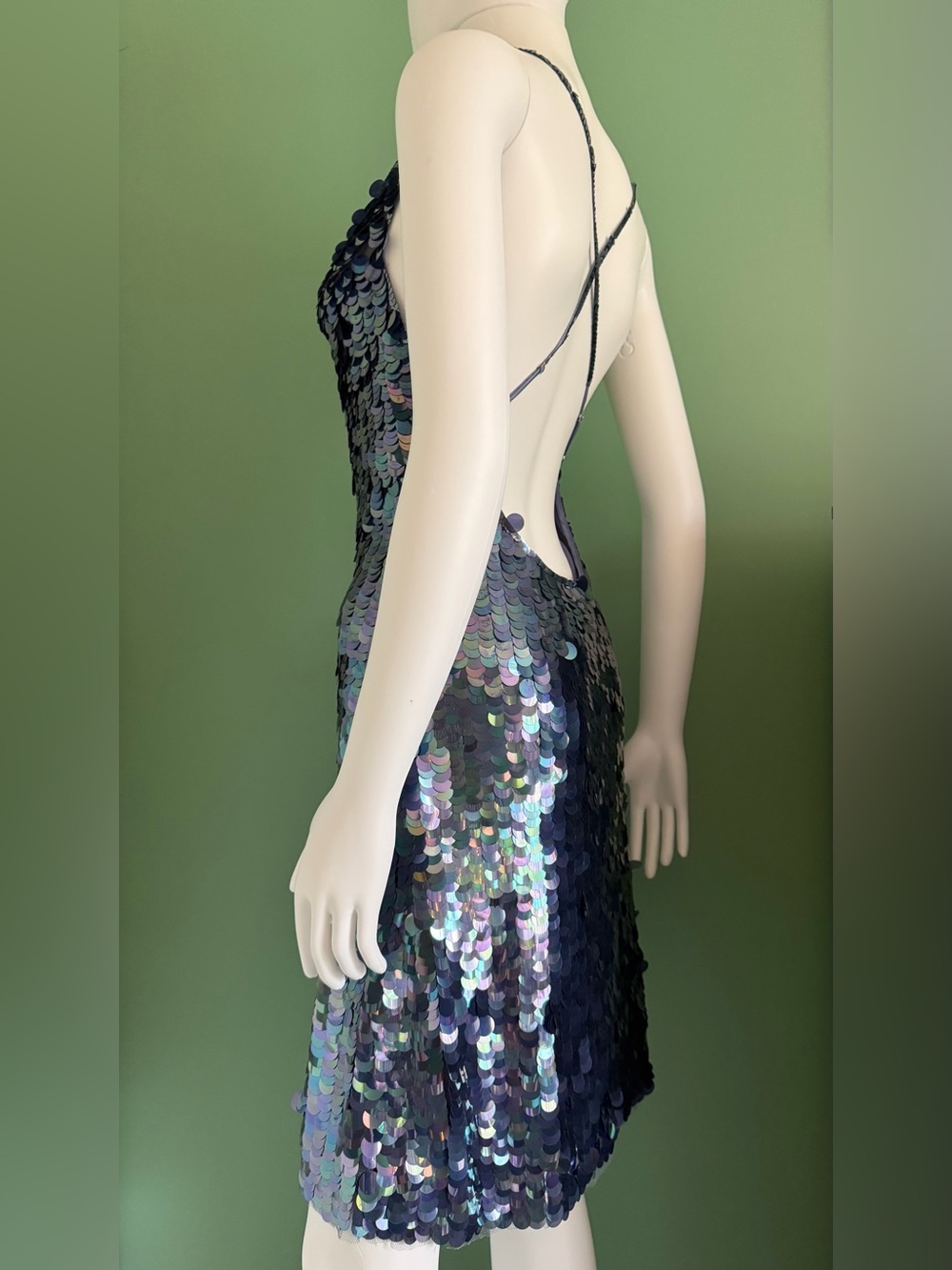 Betsey Johnson Vintage Iridescent Multi-Sequin Slip Dress - Picture 4 of 15